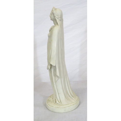 294 - Victorian style Parian figure of a lady on round base, with a smaller figure of a lady