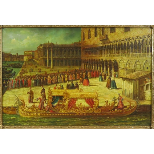 33 - Italian school 'Doges Palace, St Marks, Venice' oil on canvas 60x90cm