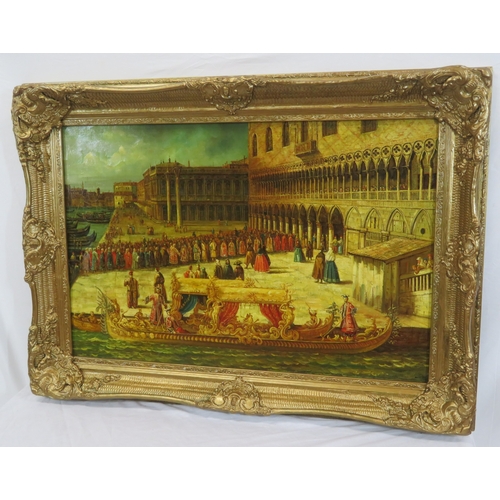33 - Italian school 'Doges Palace, St Marks, Venice' oil on canvas 60x90cm