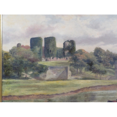 36 - Victorian school 'Castle by a river' oil on canvas 50x75cm