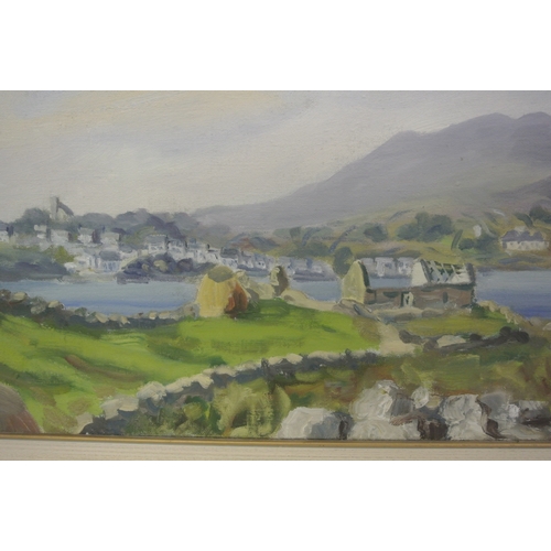 51 - Kevin Simms 'West of Ireland fishing village' oil on canvas 40x80cm signed