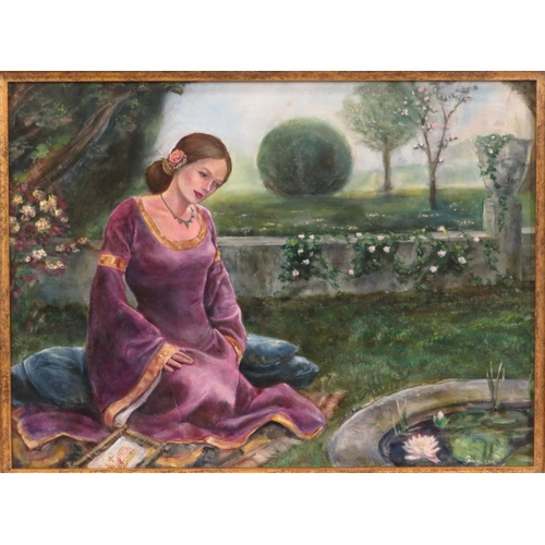 53 - George Oak 'Lady by a pond' oil on board 28x38cm signed