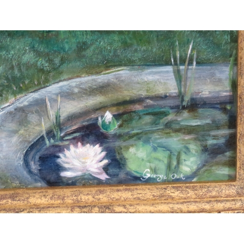 53 - George Oak 'Lady by a pond' oil on board 28x38cm signed