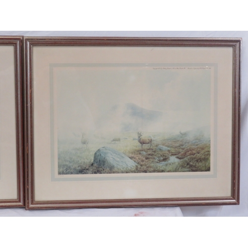 54 - English school 'Deers in a landscape' pair of prints 30x45cm each
