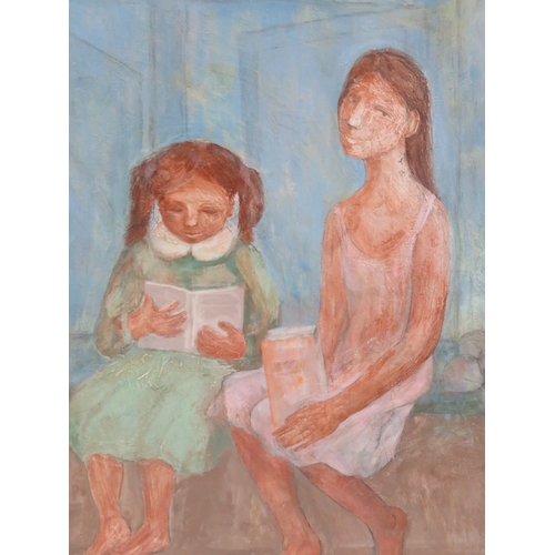 56 - Larissa Krill 'Children reading' oil on canvas 140x100cm initialled