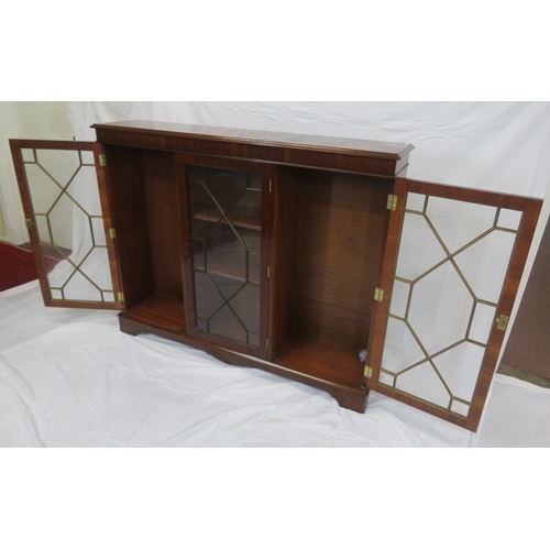 65 - Edwardian style mahogany bookcase with astragal glazed doors, adjustable shelving, on bracket feet