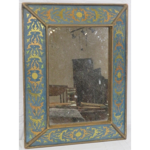 72 - Ornate cloisonne framed angular wall mirror