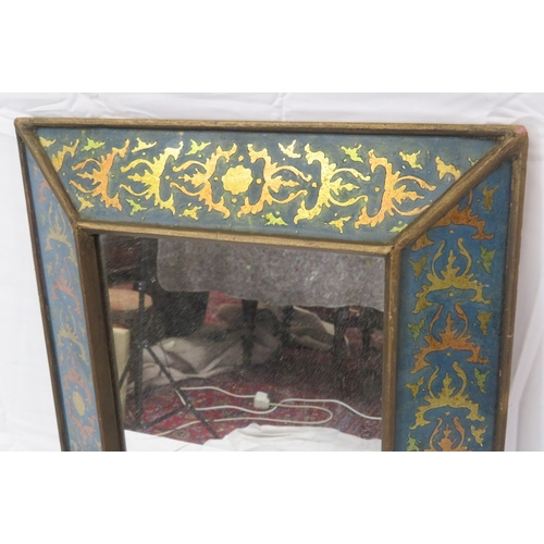 72 - Ornate cloisonne framed angular wall mirror