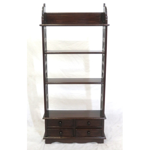 74 - Edwardian design four tier shelf unit with four drawers, on bracket feet