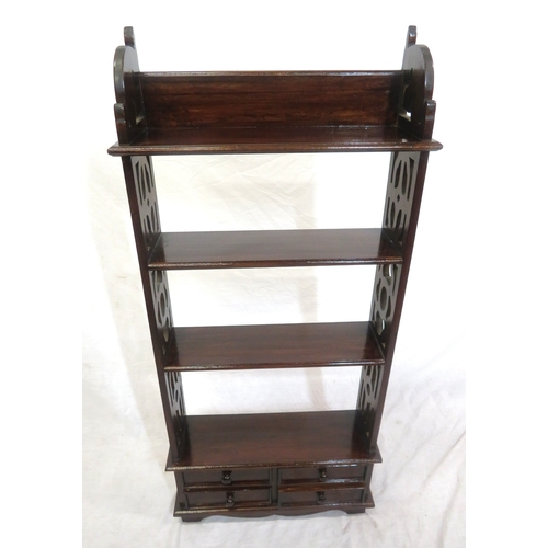 74 - Edwardian design four tier shelf unit with four drawers, on bracket feet