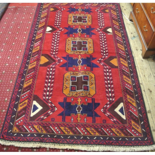 78 - Fine hand woven full pile Afghan Baluch tribal rug with bespoke design 205 x118cm