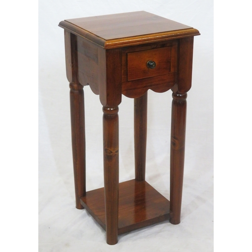 79 - Edwardian style small mahogany table with frieze drawer, turned columns