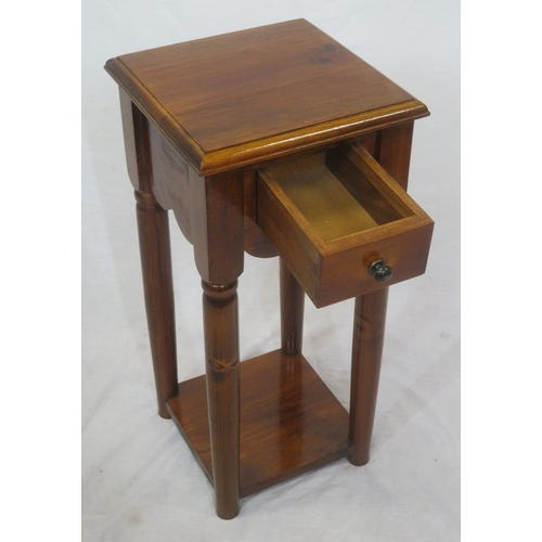 79 - Edwardian style small mahogany table with frieze drawer, turned columns