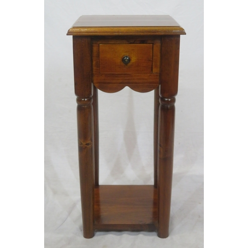 79 - Edwardian style small mahogany table with frieze drawer, turned columns