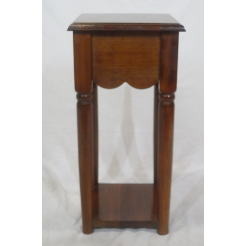 79 - Edwardian style small mahogany table with frieze drawer, turned columns