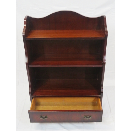 84 - Edwardian style waterfall bookcase with adjustable shelving, drawer with drop handle, on bracket fee... 