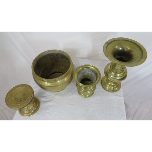 88 - Four brass vases, stand, etc