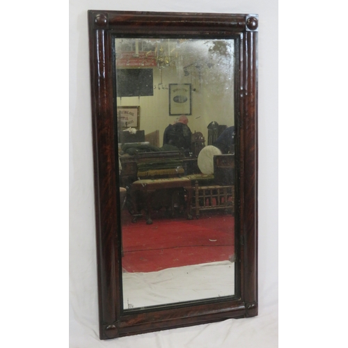 89 - Mahogany framed oblong wall mirror with reeded border