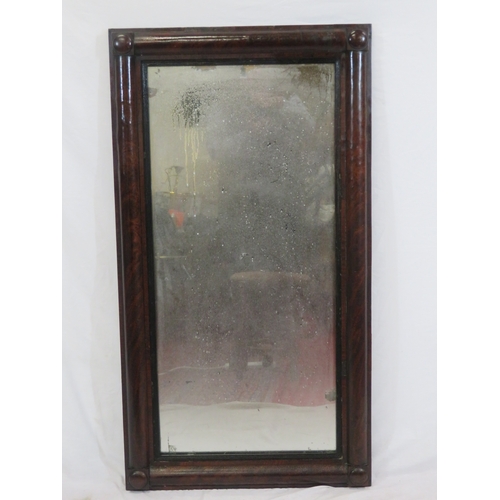 89 - Mahogany framed oblong wall mirror with reeded border