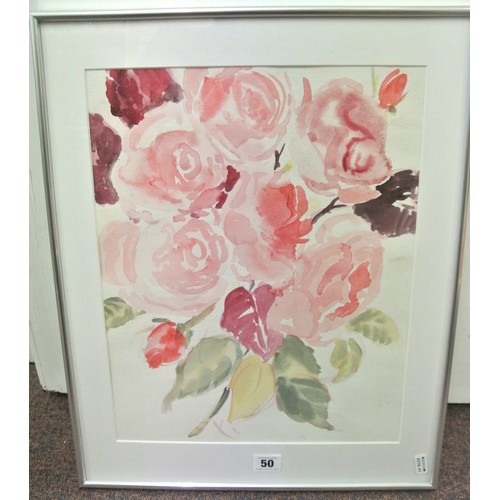 50 - Patricia Good 'Still life study of roses' watercolour 40x31cm signed