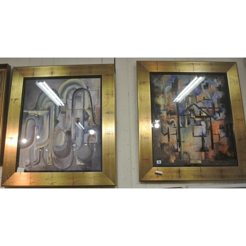 29 - Peg Quinlan 'Architectural abstracts' a pair of pastels 68x58cm each, signed