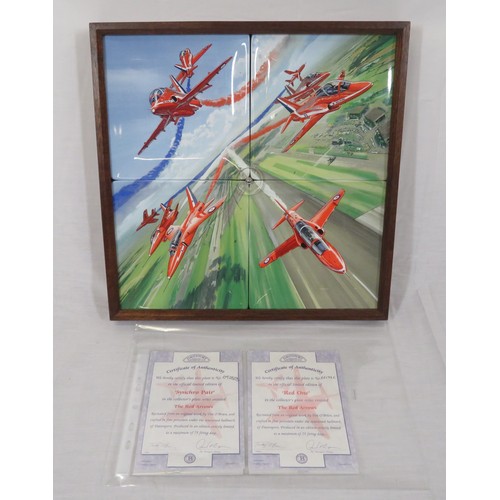 299 - Set of 4 'Red Arrow' limited edition collectors plates framed as one