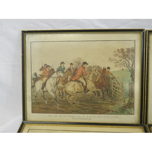 1 - Set of four hunting scene prints 'Old Mickledale Hunt'  22x30cm each