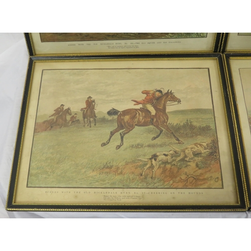 1 - Set of four hunting scene prints 'Old Mickledale Hunt'  22x30cm each