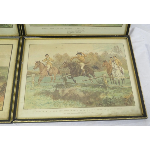 1 - Set of four hunting scene prints 'Old Mickledale Hunt'  22x30cm each