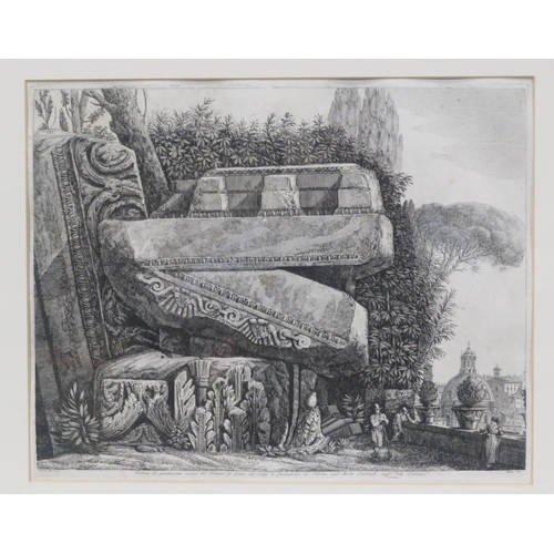 10 - Italian school 'Roman Ruins' Engraving c.1820 35x45cm