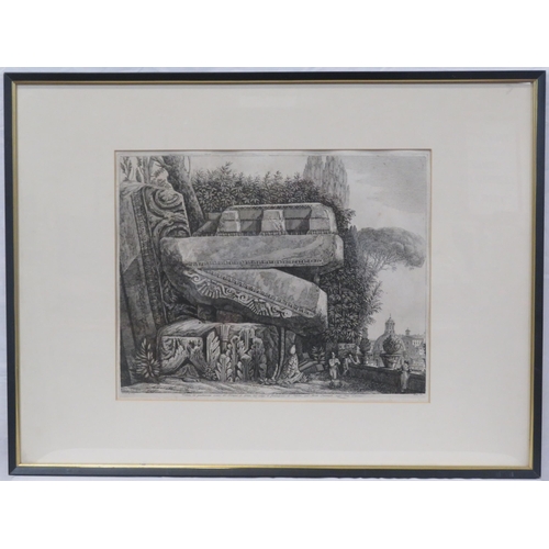 10 - Italian school 'Roman Ruins' Engraving c.1820 35x45cm