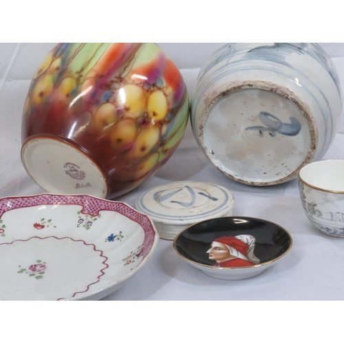 107 - Assorted lot of earthenware, porcelain, glass, etc. in box