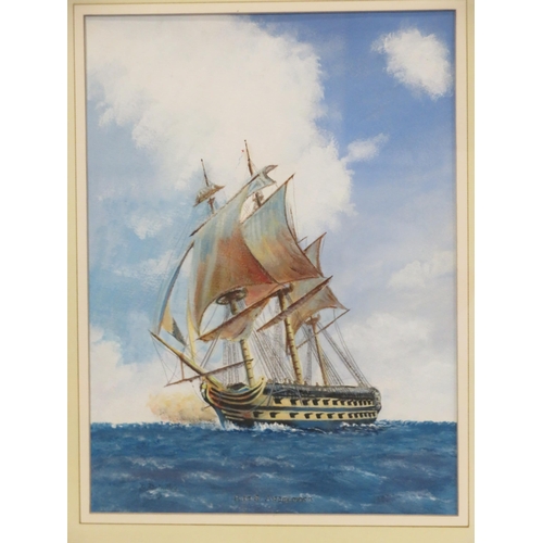 11 - David Brindley 'Royal Navy men of war frigates' a pair of watercolours 38x28cm & 24x34cm