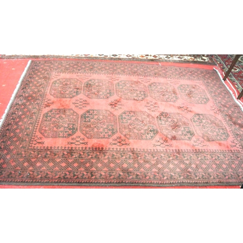 113 - Red Afghan double knot rug with traditional double Bokhara design full pile hand woven 220 x160 cm