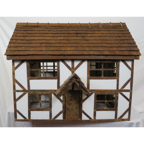 127 - Dutch style dolls house with sectioned interior and detachable roof