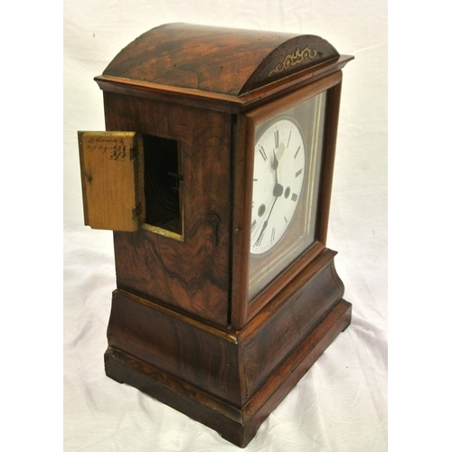 138 - Dutch walnut domed bracket clock with brass framed enamel dial, ormolu mounts, side door & glazed do... 