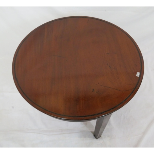 146 - Edwardian inlaid round occasional table with square tapering legs