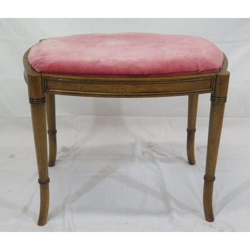 151 - Victorian style bow fronted stool with upholstered top & shaped legs