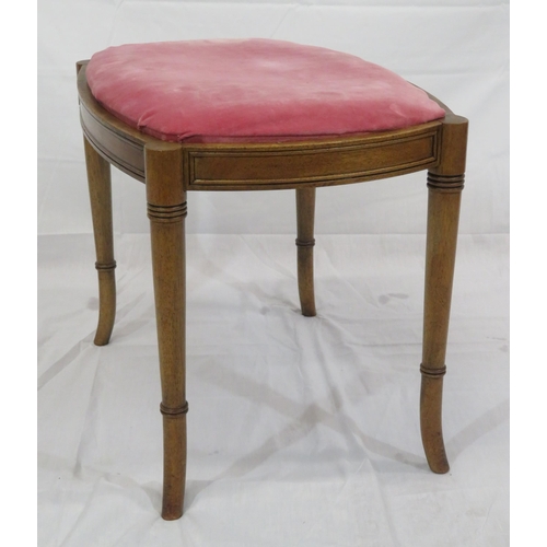 151 - Victorian style bow fronted stool with upholstered top & shaped legs