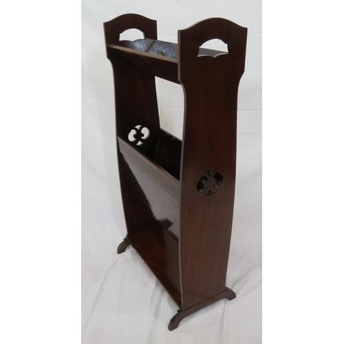 156 - Edwardian inlaid bookrack with angled tops & bracket feet