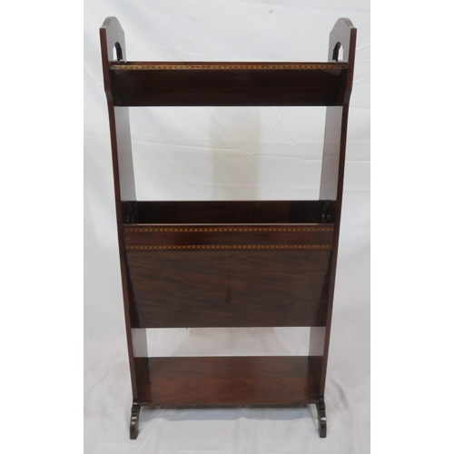 156 - Edwardian inlaid bookrack with angled tops & bracket feet