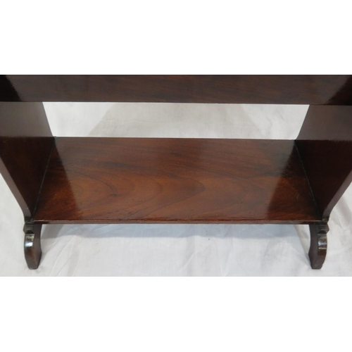 156 - Edwardian inlaid bookrack with angled tops & bracket feet