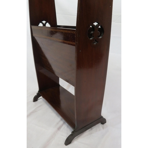 156 - Edwardian inlaid bookrack with angled tops & bracket feet