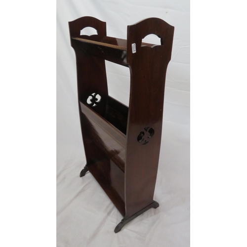 156 - Edwardian inlaid bookrack with angled tops & bracket feet