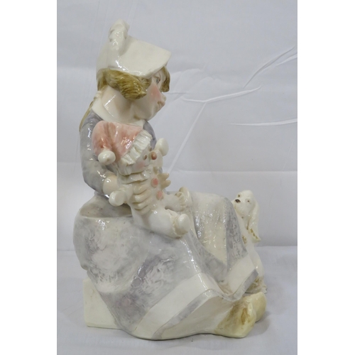 157 - Pair of Santini Italian porcelain figures of Mother with child & Girl with dog & puppy