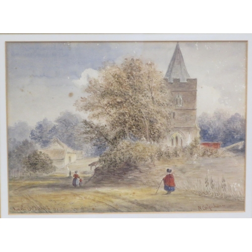 16 - Victorian school 'River scene' & 'Country Village' two watercolours 30x45 & 25x35cm  unsigned