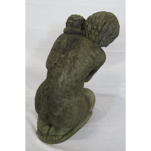 162 - Ornate composite figure of kneeling Mother with Child on oval base