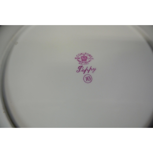 183 - Set of four Coalport plates with wavy borders & foliate decoration