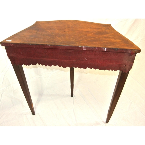 196 - Edwardian inlaid & crossbanded mahogany serpentine fronted hall or side table with capstan inlaid to... 