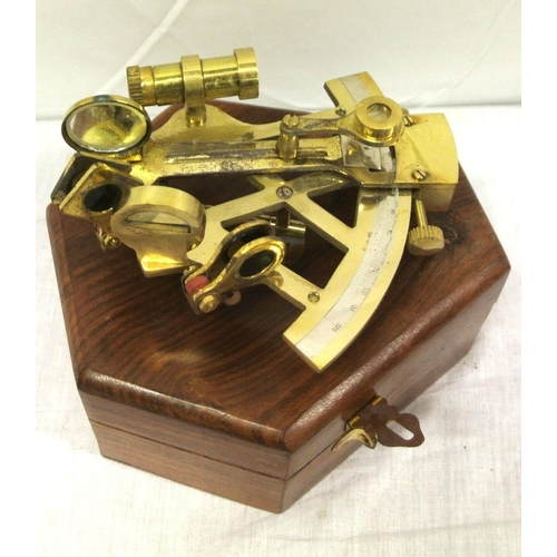 209 - Ornate Mariners brass sextant in presentation case